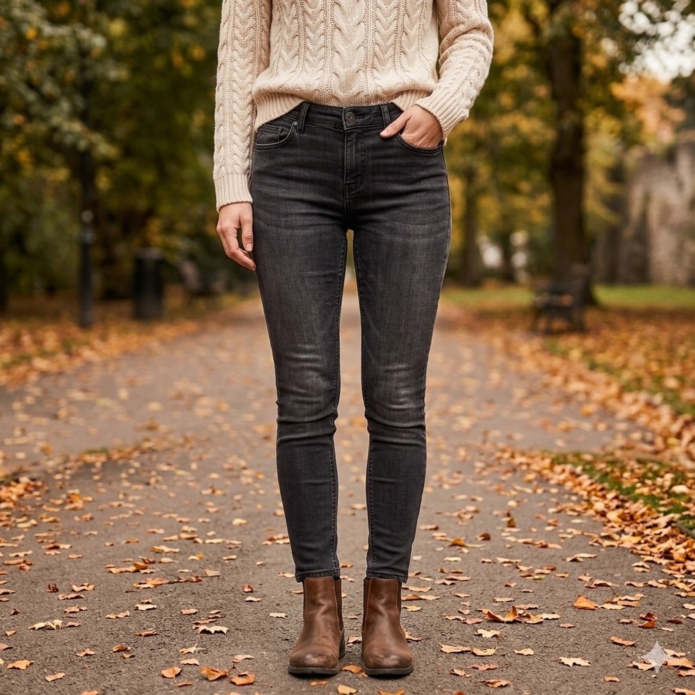 Zara Mid Rise Skinny Jeans Washed Black Denim - Size 8 NWT